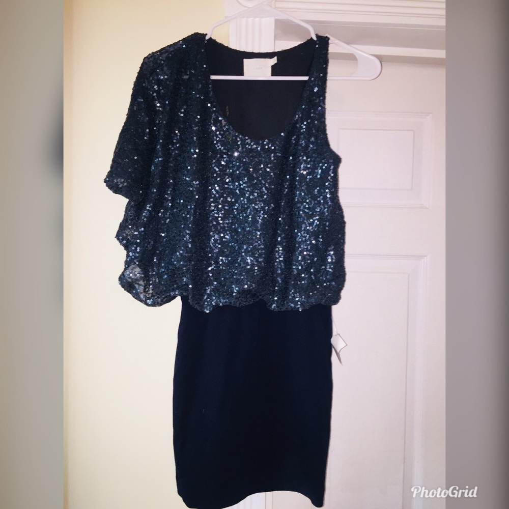 Navy blue sequin cocktail dress